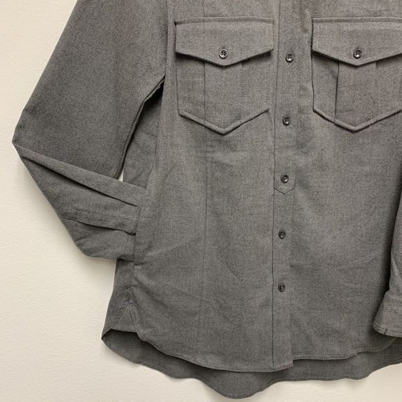 Banana Republic Heritage Flannel Military Oversized Shirt Shacket Sz Small Gray - Picture 5 of 12